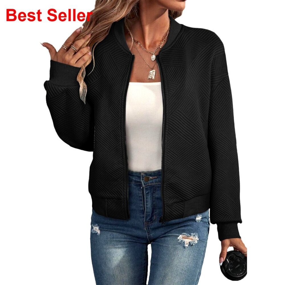 Lightweight Bomber Jacket with Stand Collar and Pockets